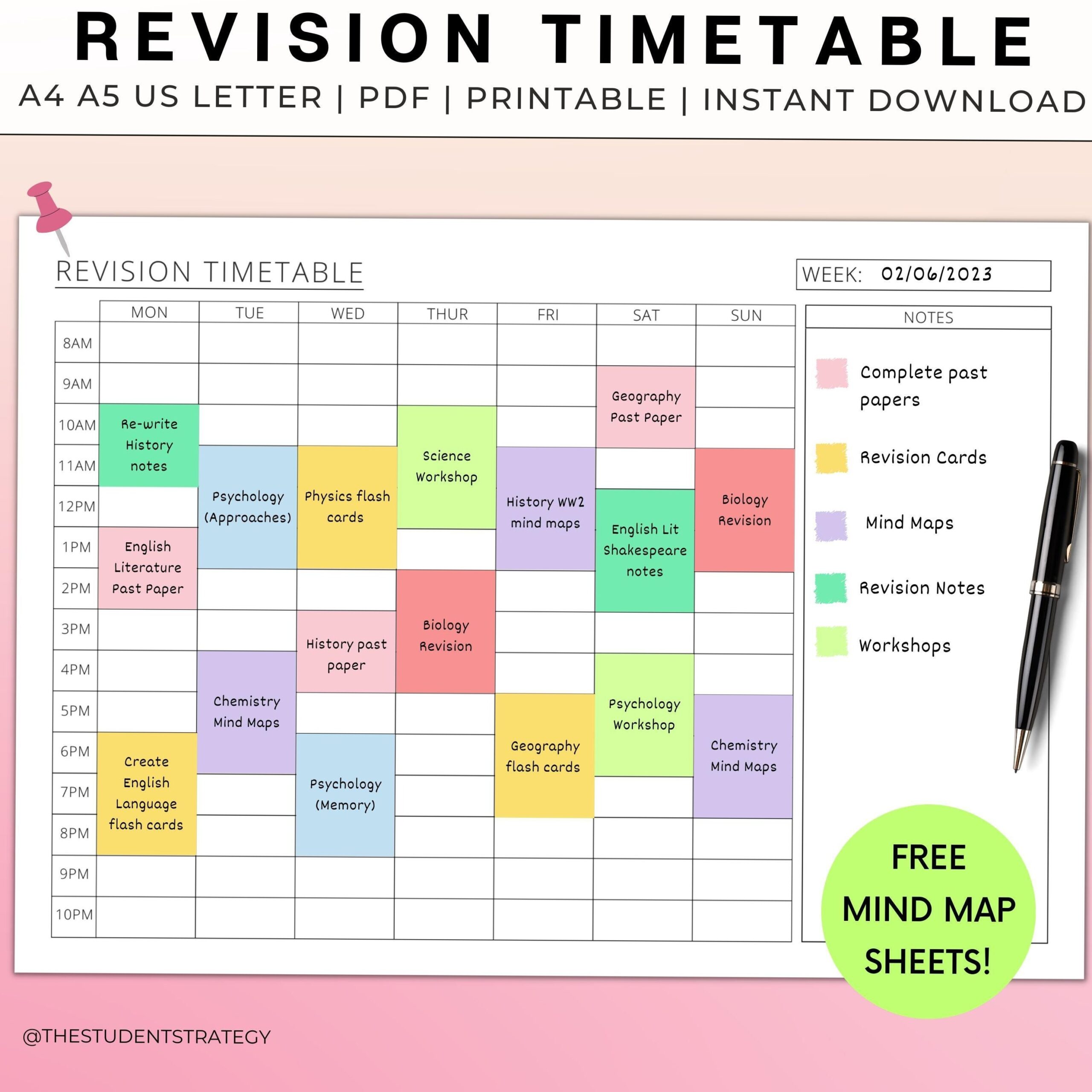 🥂 💌 Printable Study Timetable Templates | A4, A5, Letter | romanticize your routine