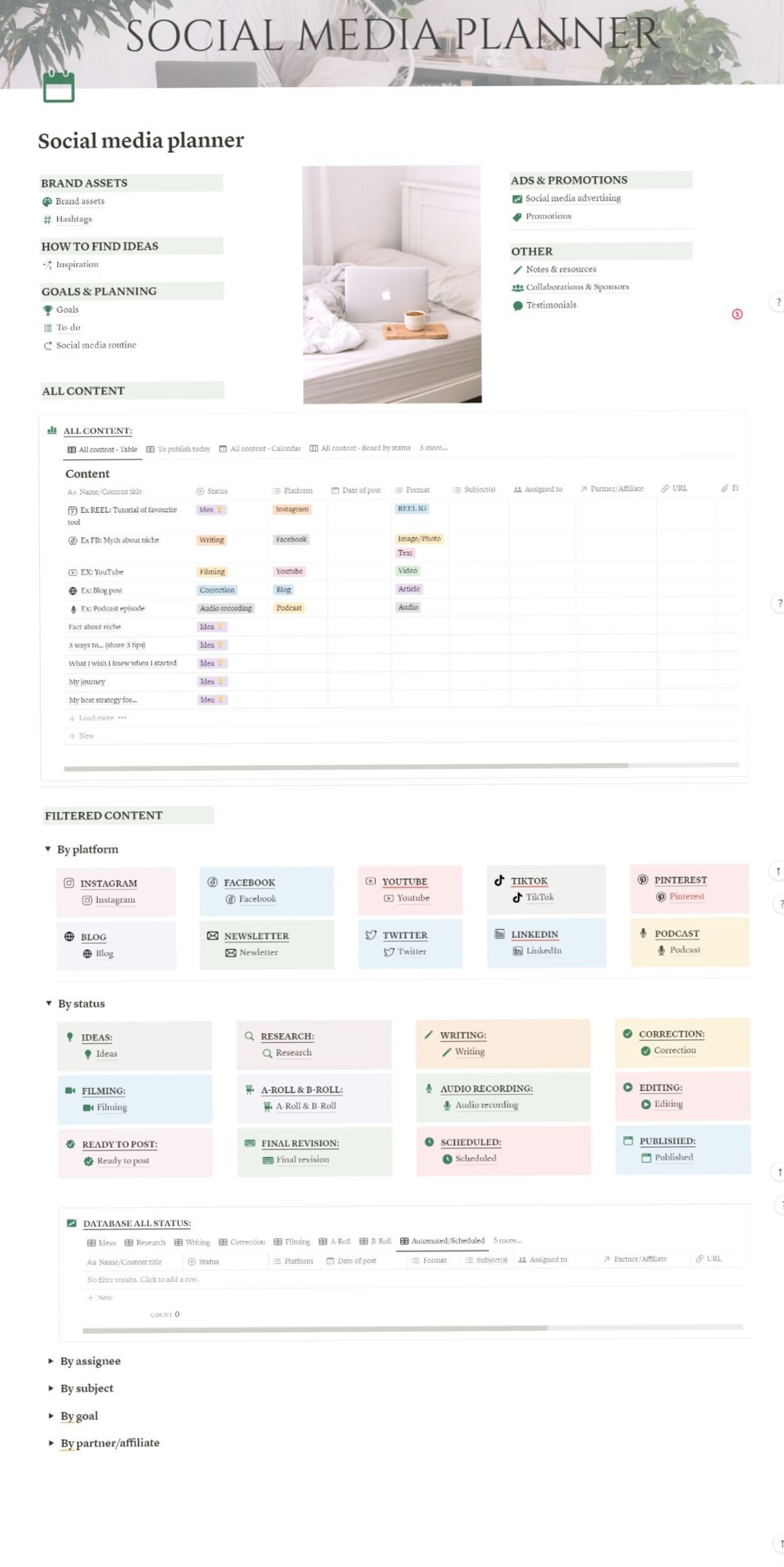 🎀 ☁️ pro digital dashboard: Social Media Planner Notion Template for Digital Design