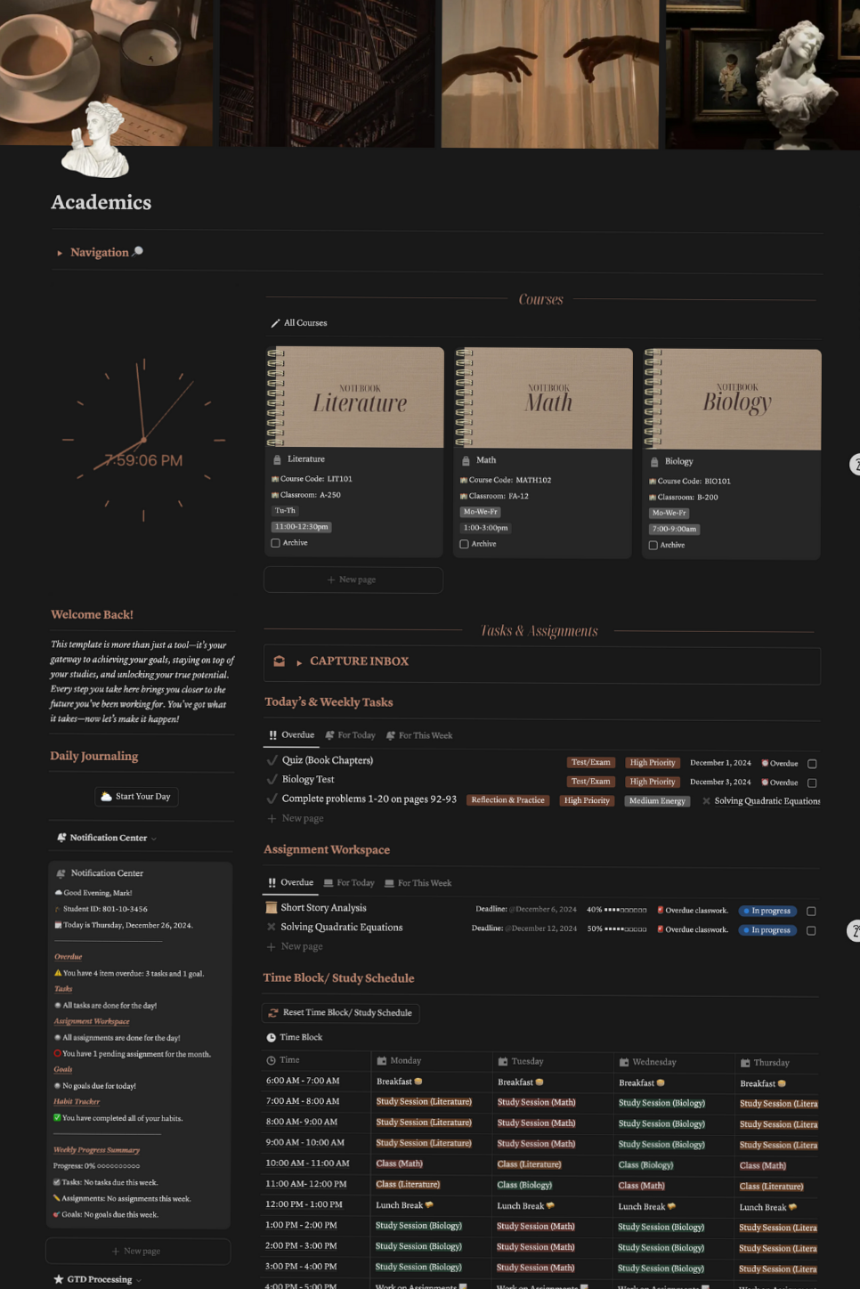 🖇️ 🖇️ pro digital dashboard: Student Productivity Notion Template | Aesthetic Planner Design