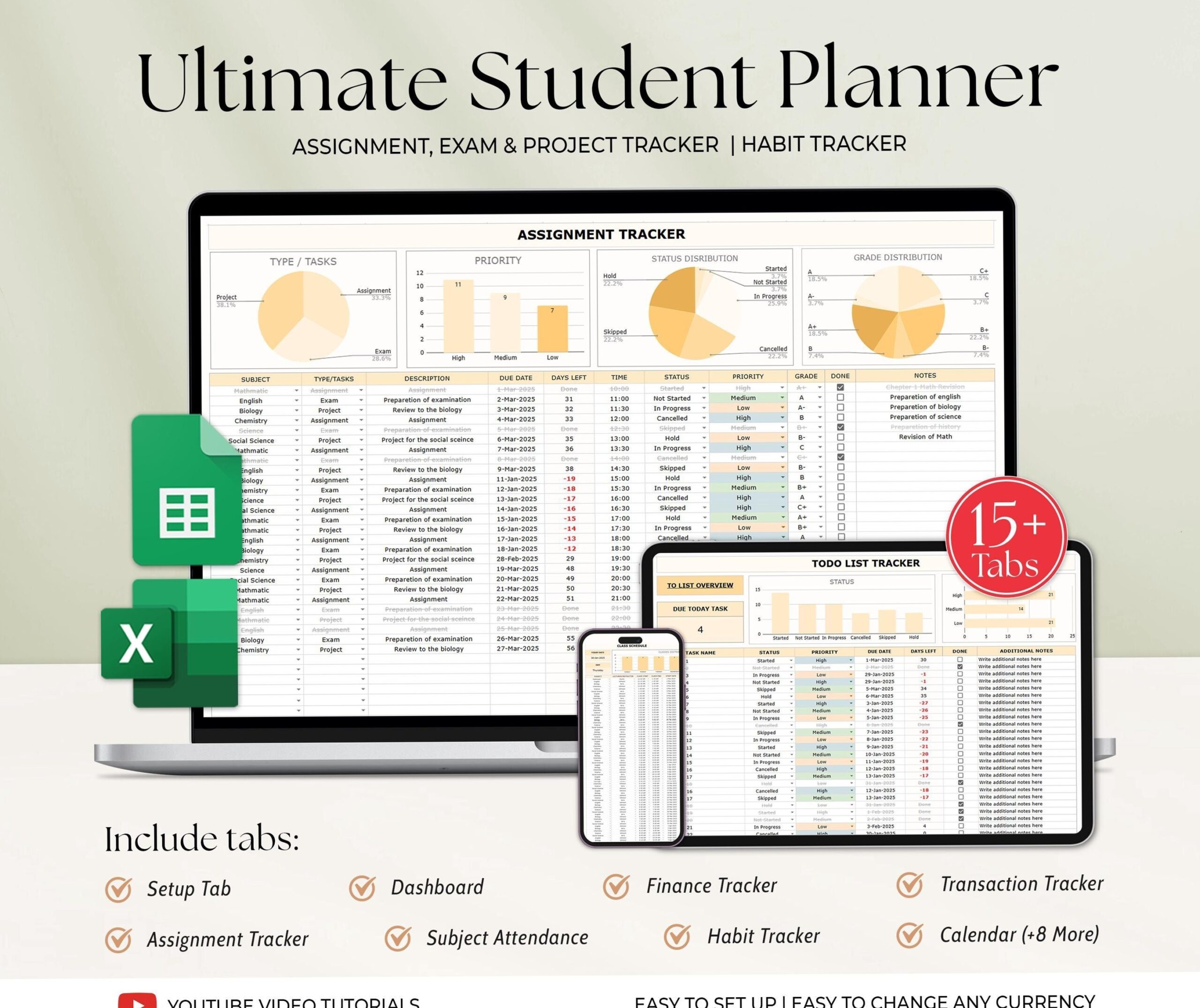 📝 📅 pro digital dashboard: Ultimate Student Academic Planner Spreadsheet for School & College Success