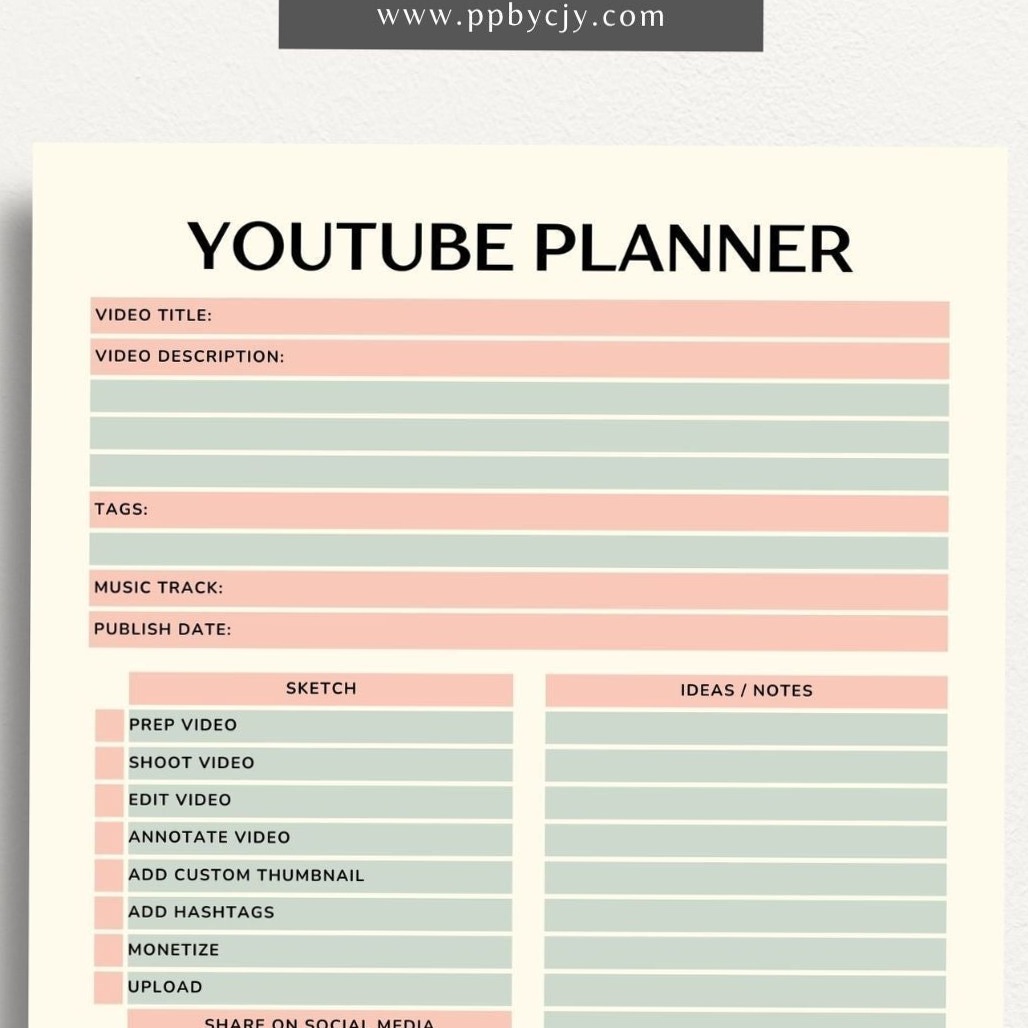 🪄 🎨 Retro YouTube Content Planner Printable Template | dream life manifestation