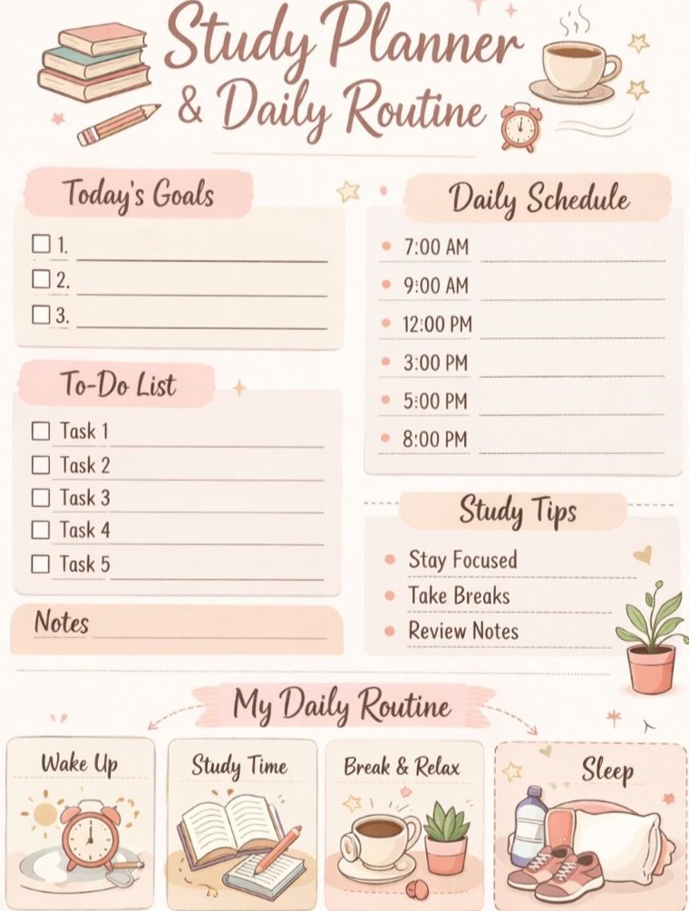 🥂 👰 romanticize your routine: 2026 Minimal Study Planner & Routine for Productive Days