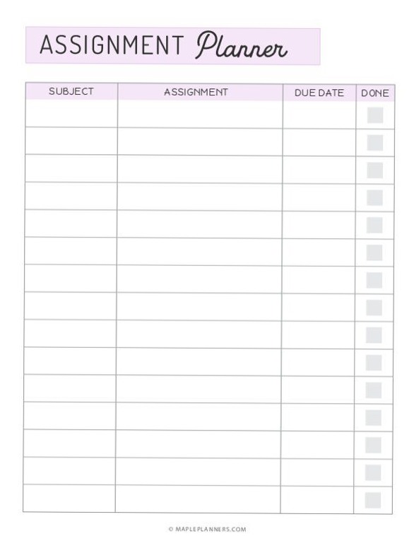 💍 🥂 romanticize your routine: Printable Assignment Planner Template for Digital Design & Creative Planners