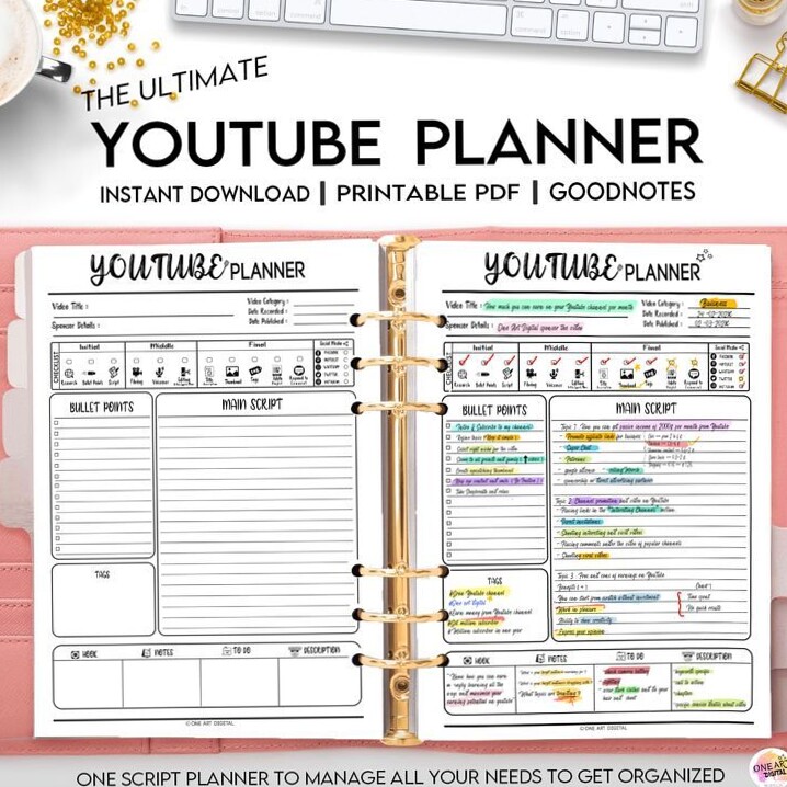 📅 📊 romanticize your routine: Youtube Planner, Video Planner 2022 | Digital Design Assets