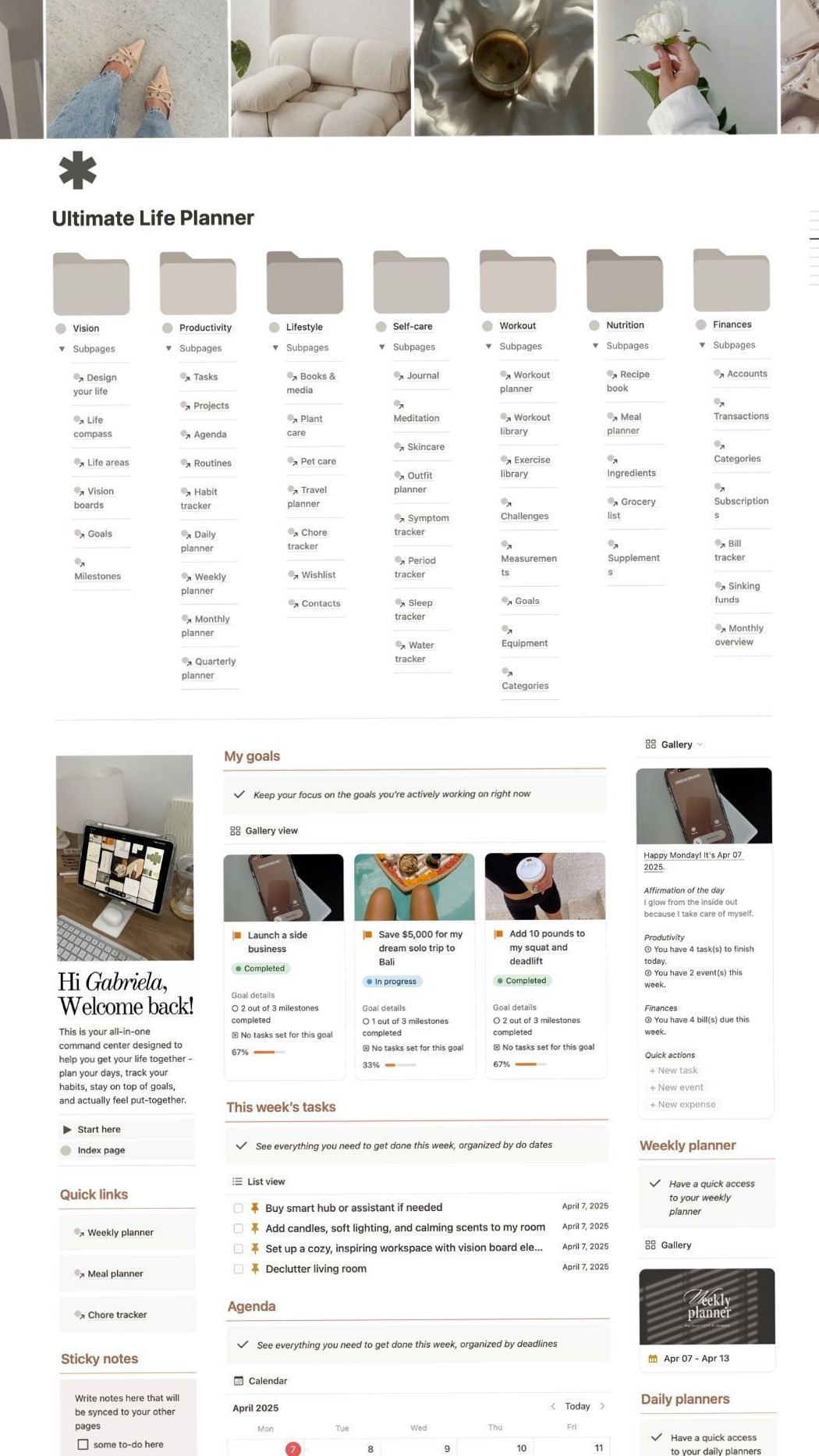 📁 📊 seamless organization hack: Aesthetic Notion Life Planner with Habit Tracker & Vision Board