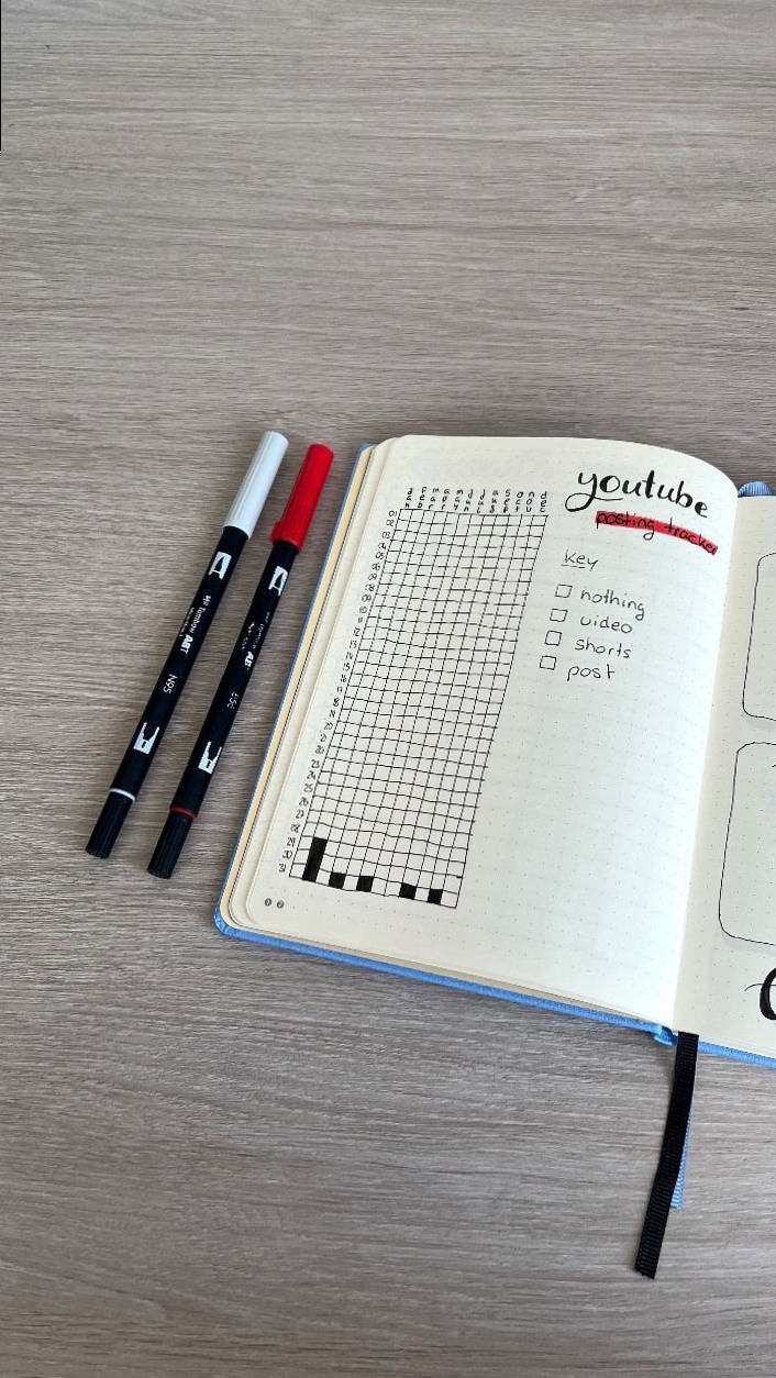 🪄 🖌️ seamless organization hack: Bullet Journal YouTube Tracker for Content Creators 317
