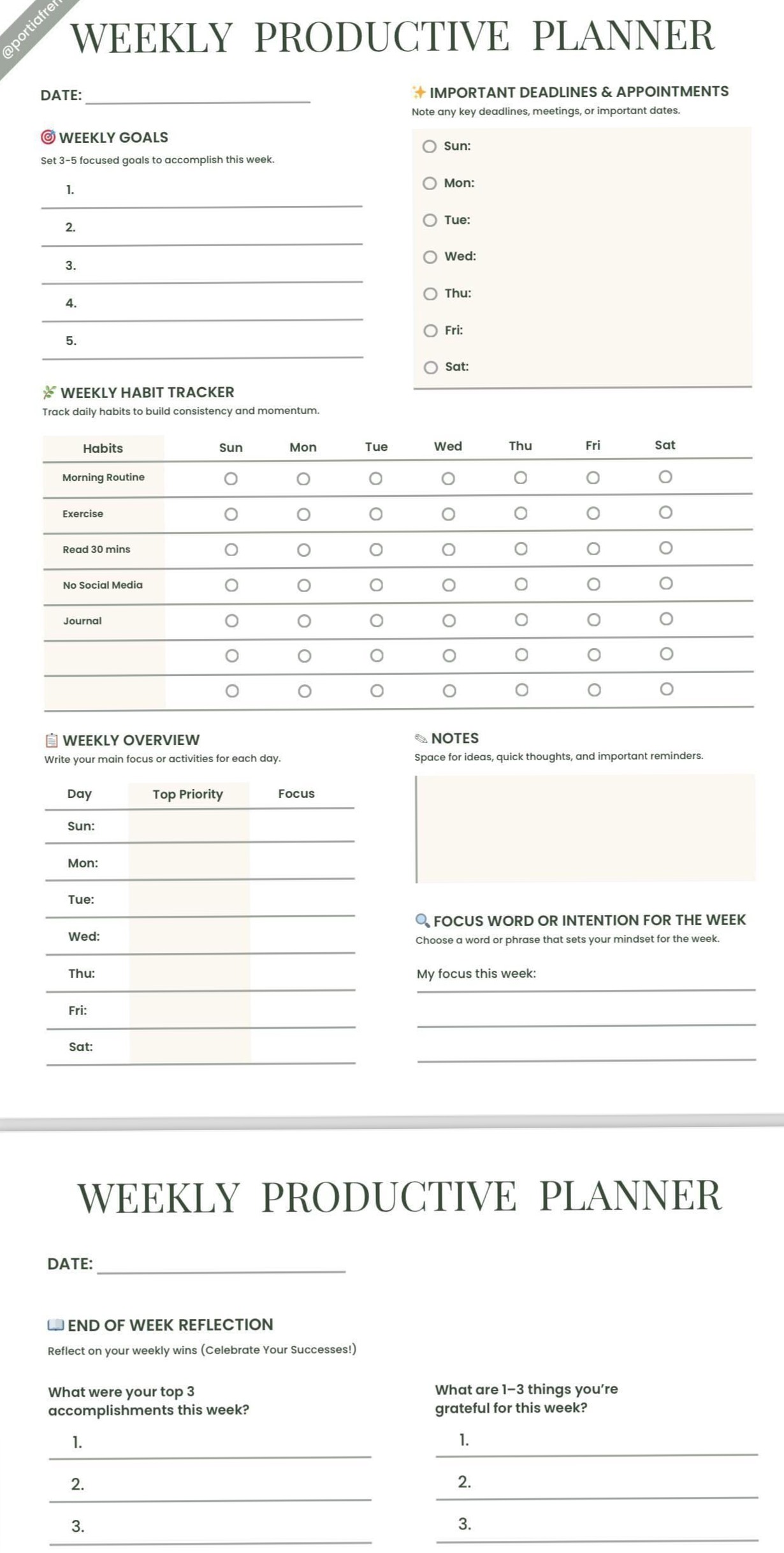 🥂 💍 secret to staying productive: Agenda élégant : humeur, réflexion et suivi hebdomadaire