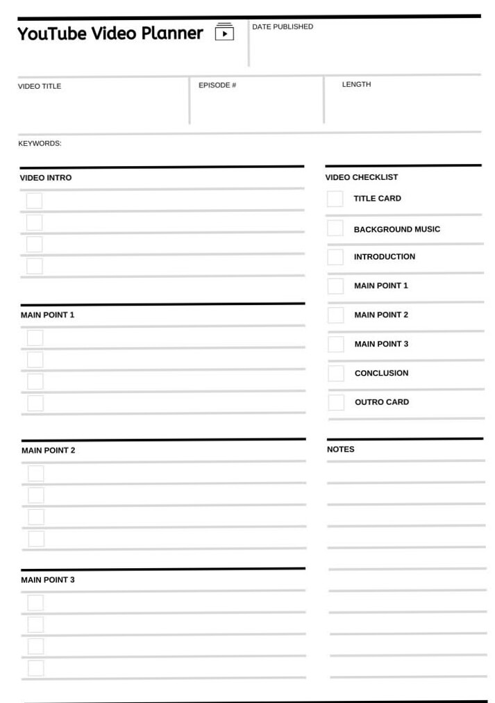 💌 🌸 secret to staying productive: Youtube Video Script Planner & Video Kit Template