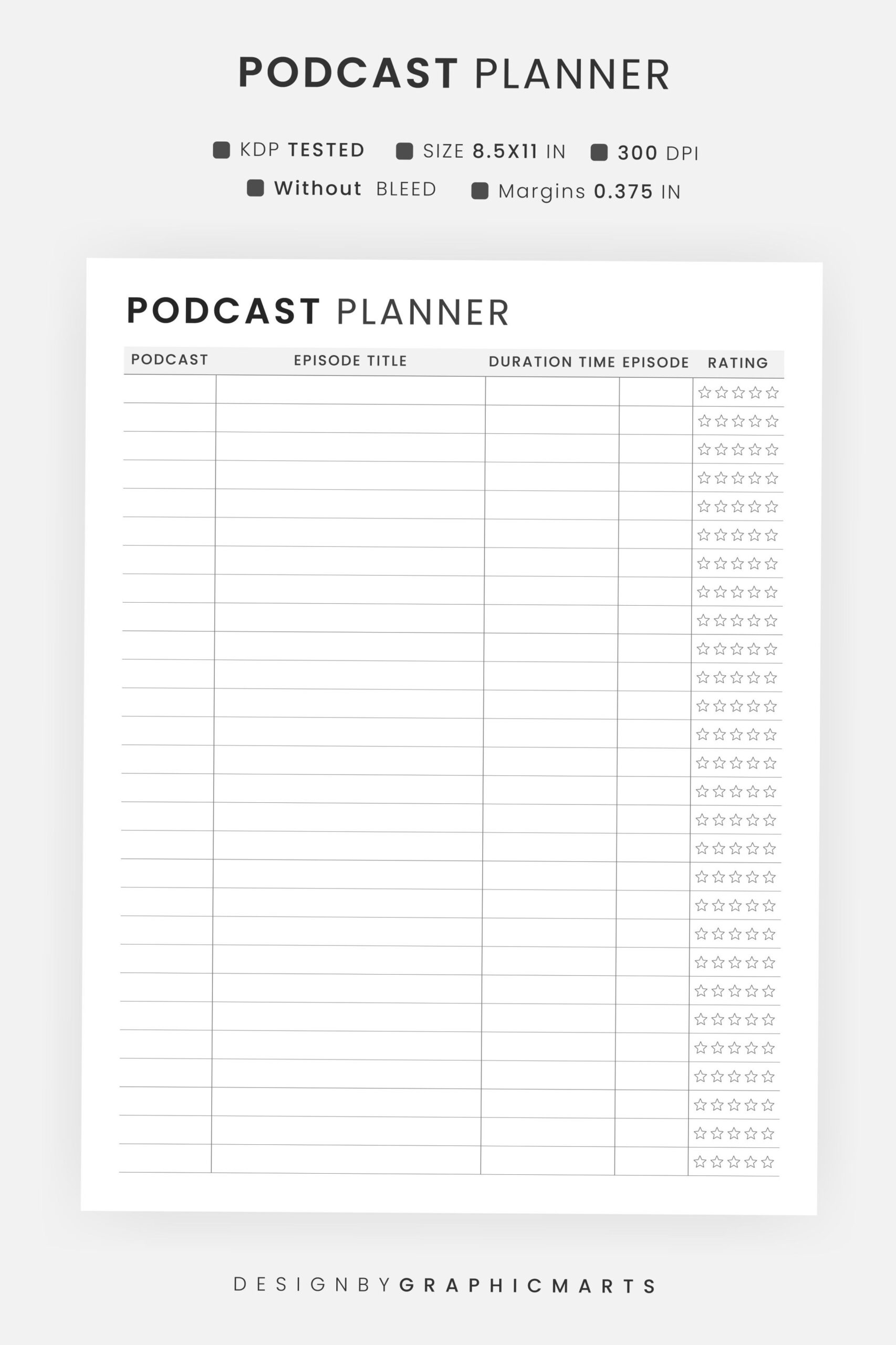 💍 👰 secret to staying productive: Podcast Planner Logbook & Episode Template Printable