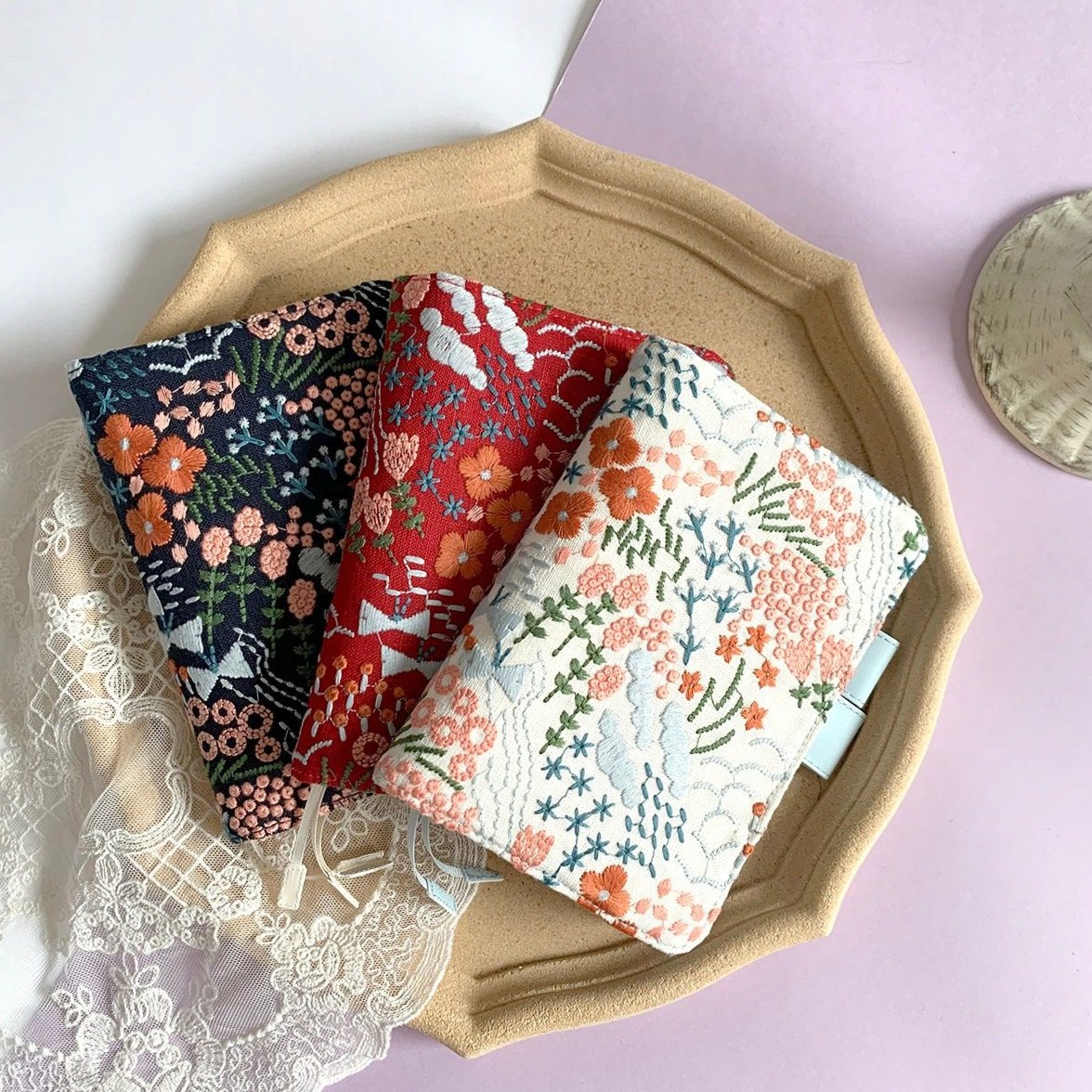 🕯️ ☁️ secret to staying productive: A5/A6 Embroidery Flower Planner Cover for Hobonichi, Midori, Moleskine | Birthday Gift