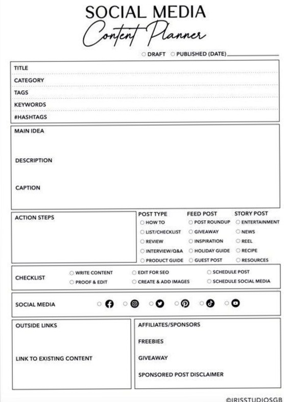 Social Media Content Planner Vorlage | Goodnotes & Notability | Druckbar #daily — 🪄 🎨 romanticize your routine