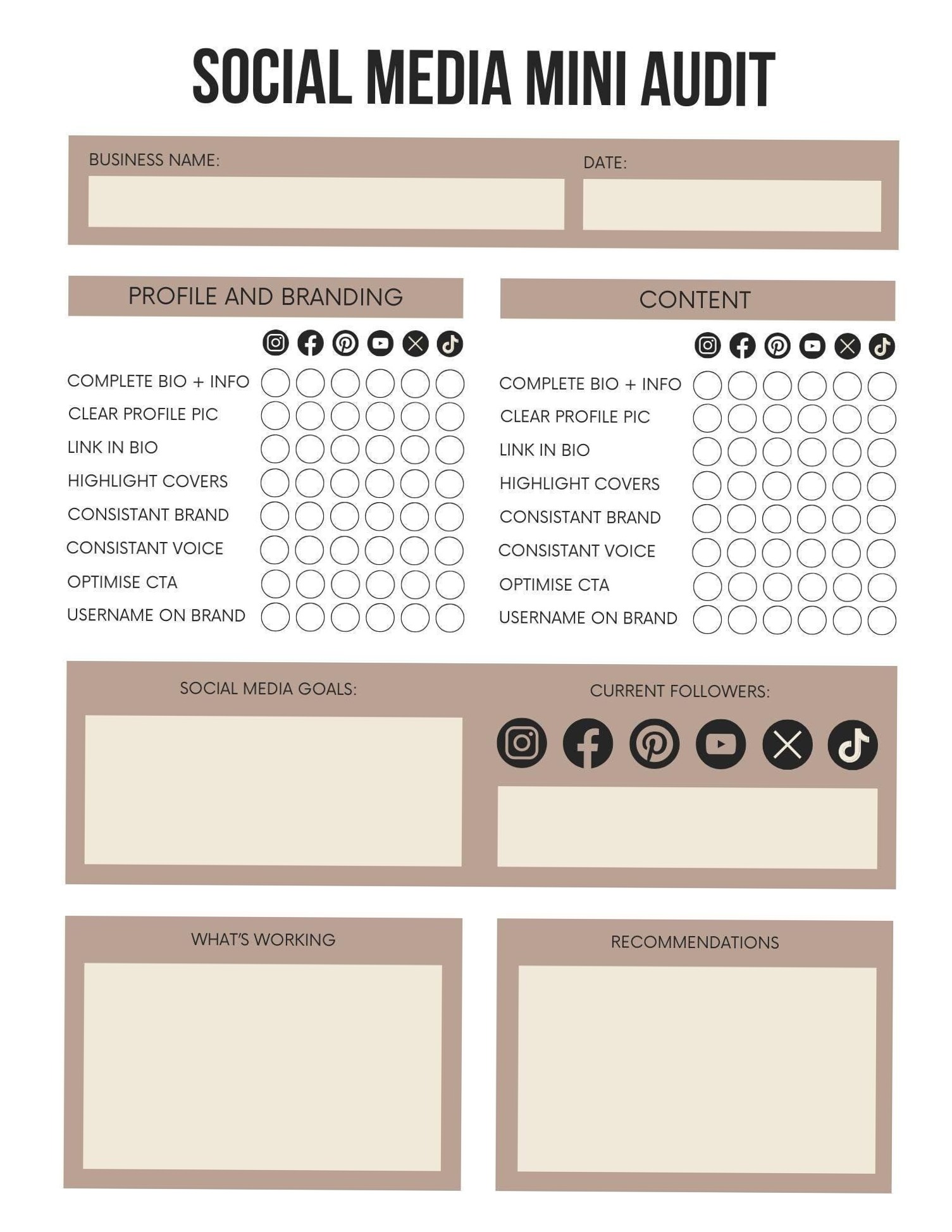 Social Media Mini Audit Self-Check for All Platforms — 📝 📝 romanticize your routine