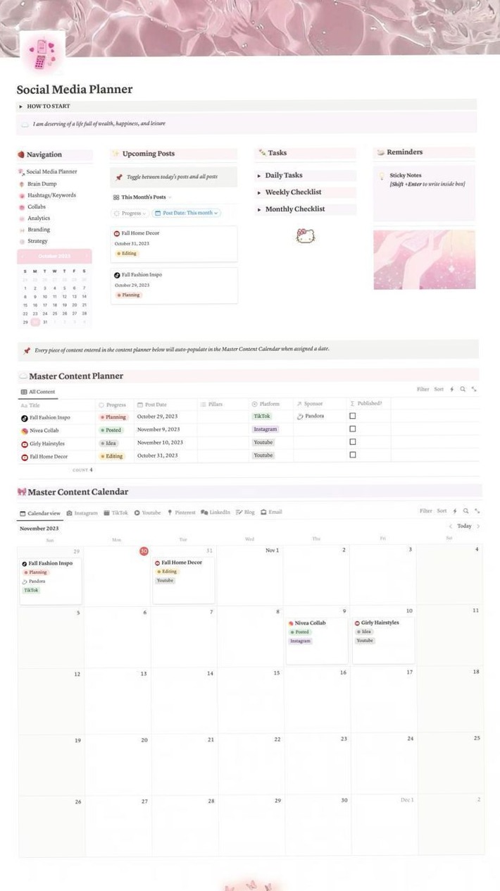 ✨ 🎀 Social Media Planner for Creative Digital Design | romanticize your routine