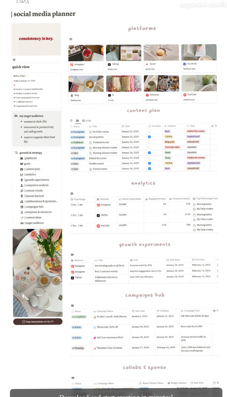 Social Media Planner Notion Template for Content Creation & Organization — 💎 🎨 2026 efficiency hack