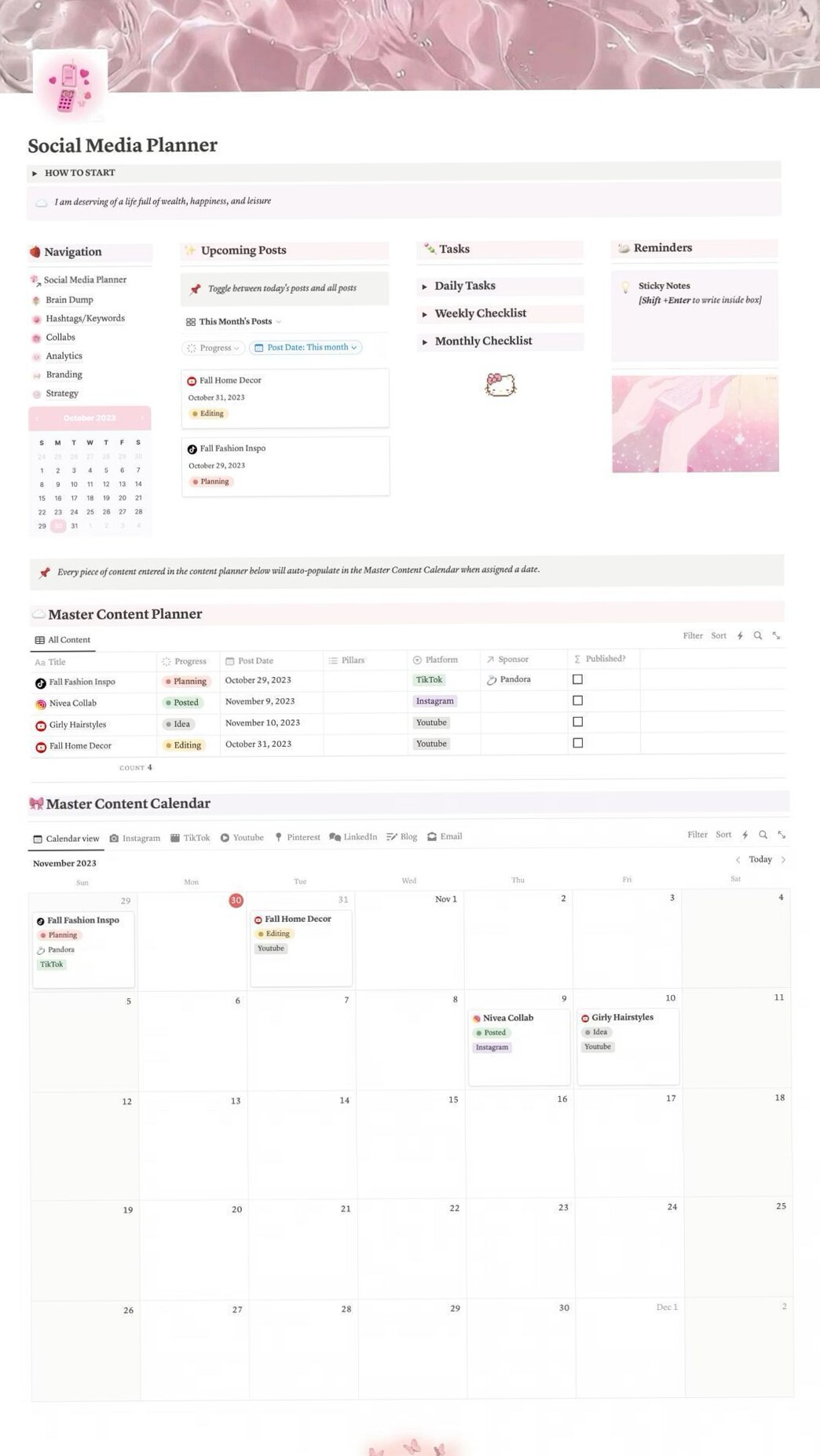 🕯️ ☁️ Social Media Planner Notion Template for Digital Design | 2026 efficiency hack