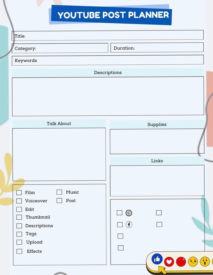 🖇️ 📅 Social Media Post Planner Bundle PDF with YouTube Template | romanticize your routine