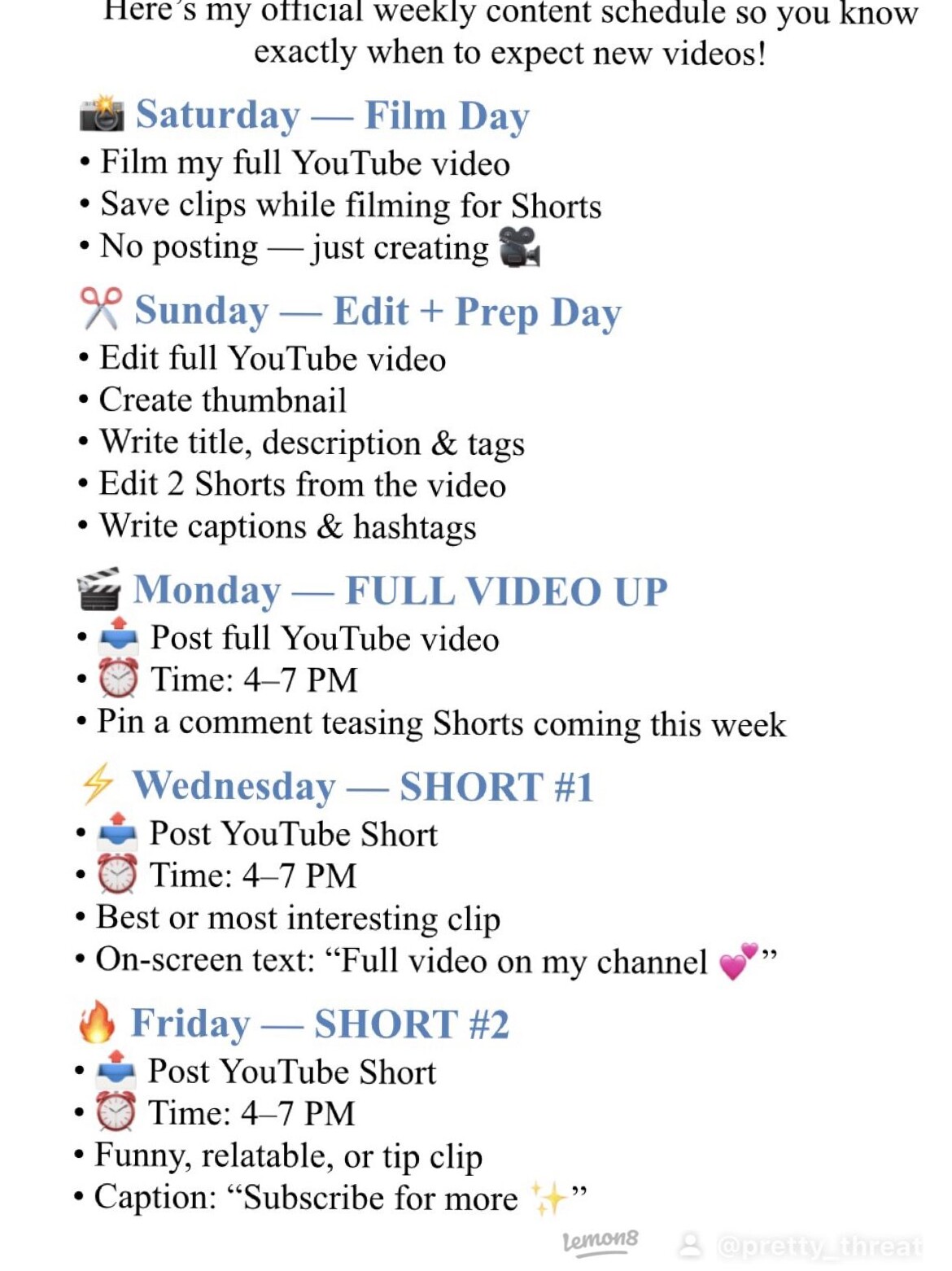💎 🌈 stay inspired all year long: My New YouTube Upload Schedule