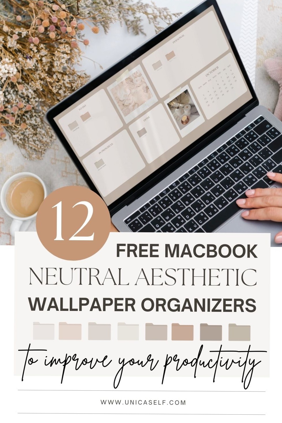 🖇️ 📅 stay inspired all year long: Soft Neutrals: MacBook Wallpaper Organizers