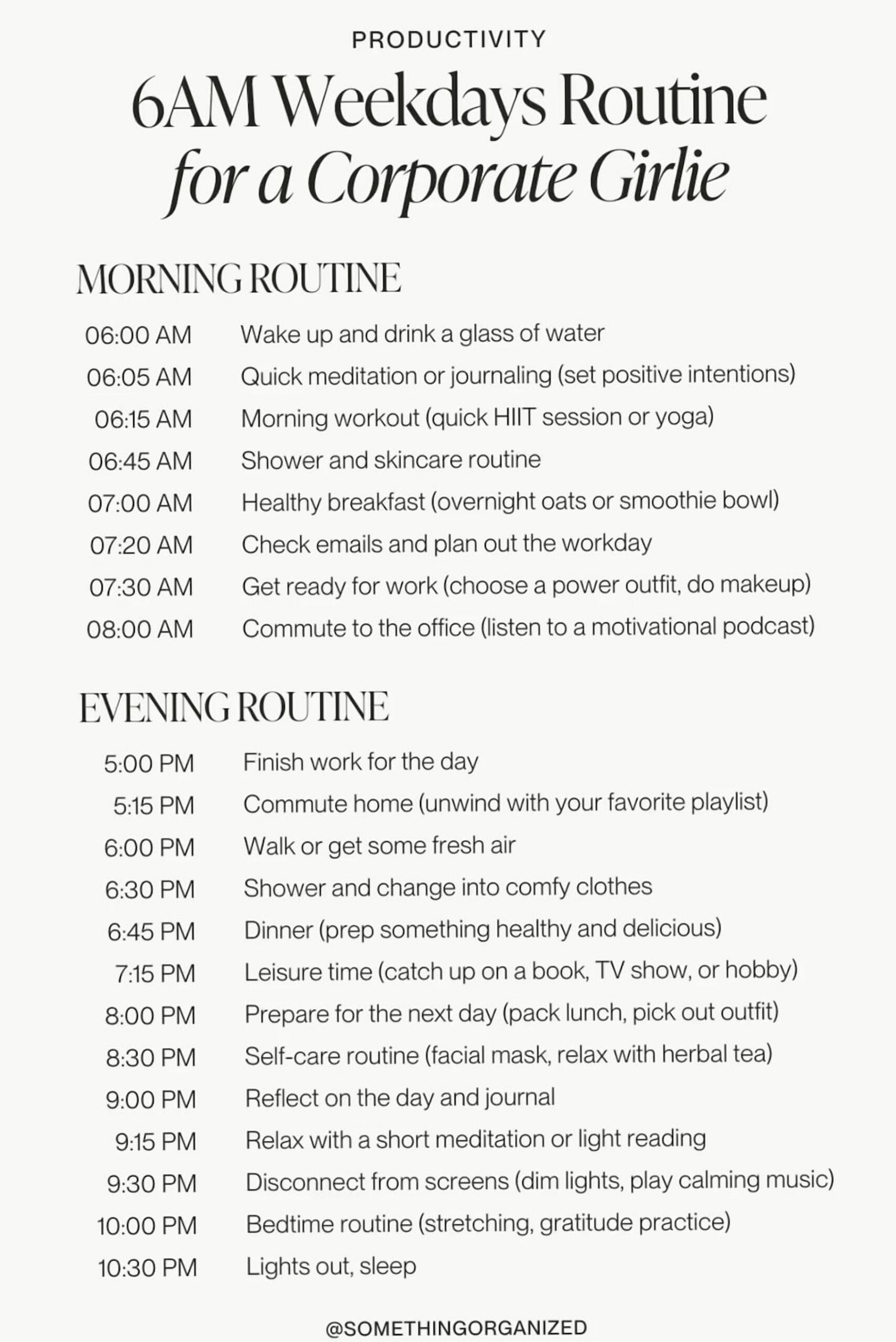 🤍 🎀 stay inspired all year long: Weekday Routines for the Corporate Girl: Morning to Evening Balance