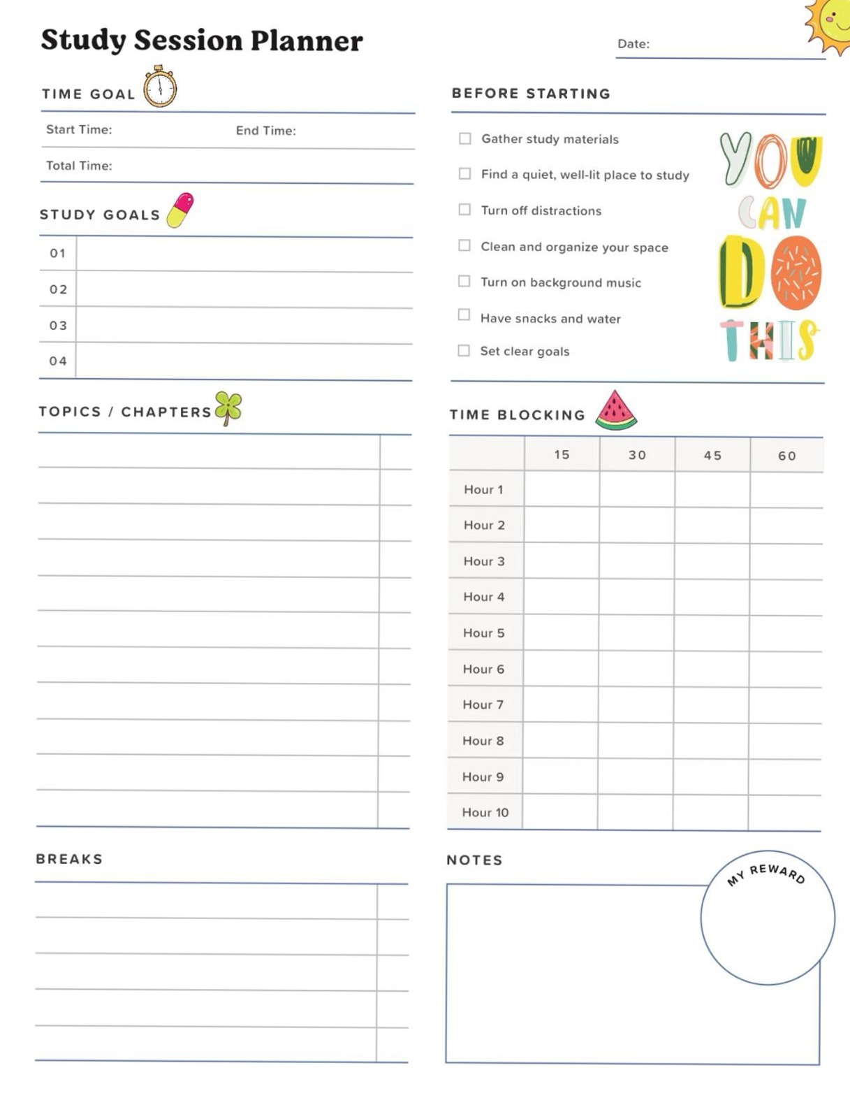 💎 🌈 Study Session Planner 8 — Digital Design & Creative Planning Tools | stay inspired all year long