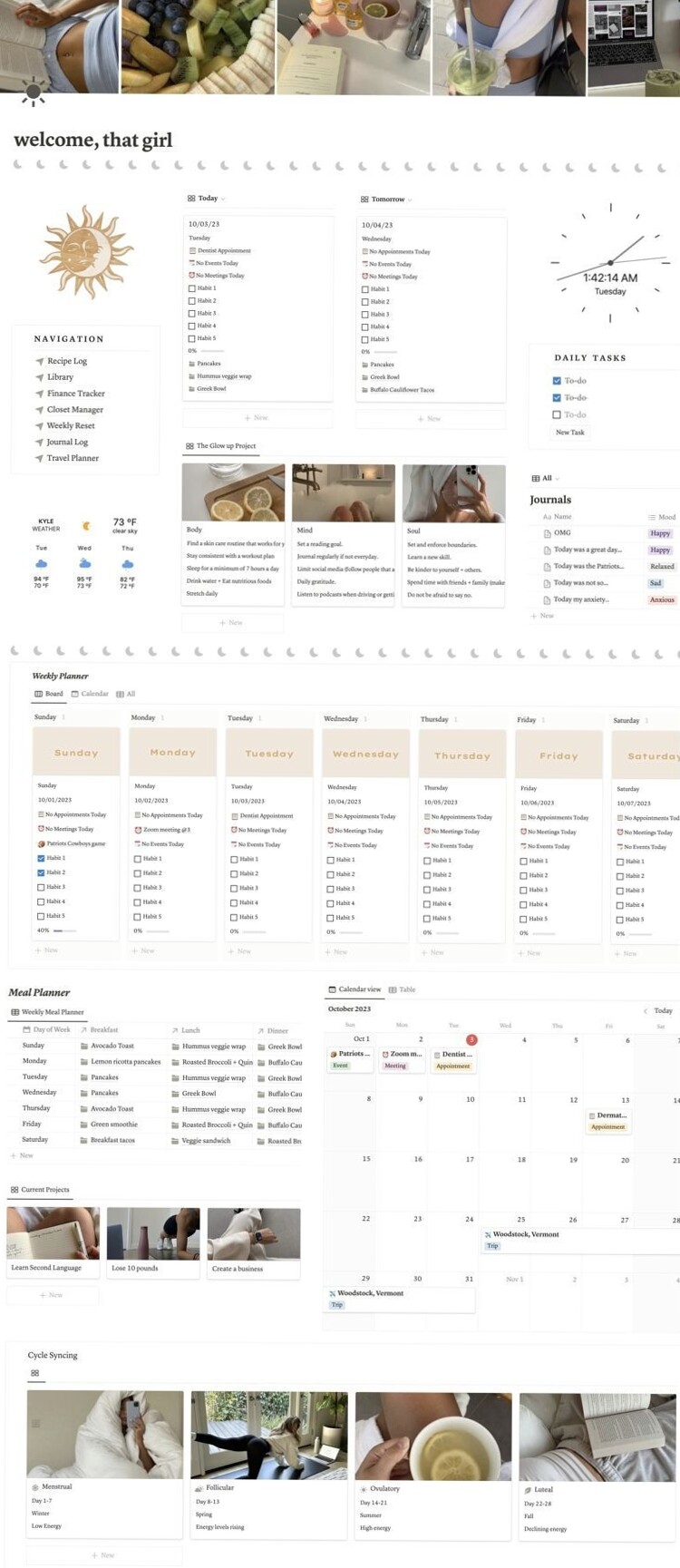 🌈 📍 That Girl Life Ultimate Planner Notion Homepage + 9+ Pages | 2026 efficiency hack