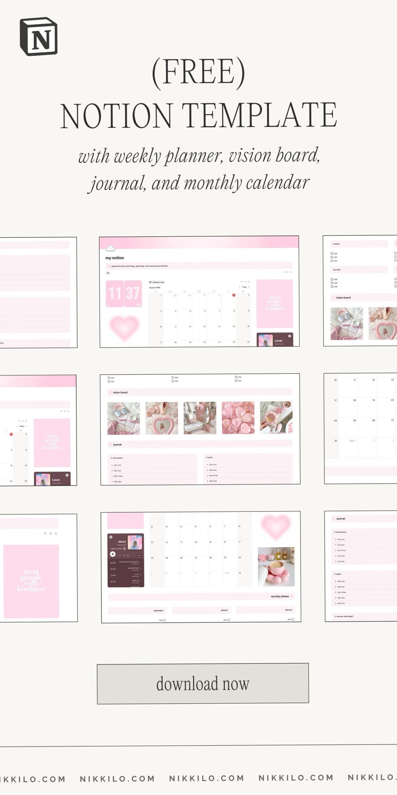 The Cutest Free Notion Template for Pink Obsession — Nikki Lo — 🤍 🎀 game-changing digital system