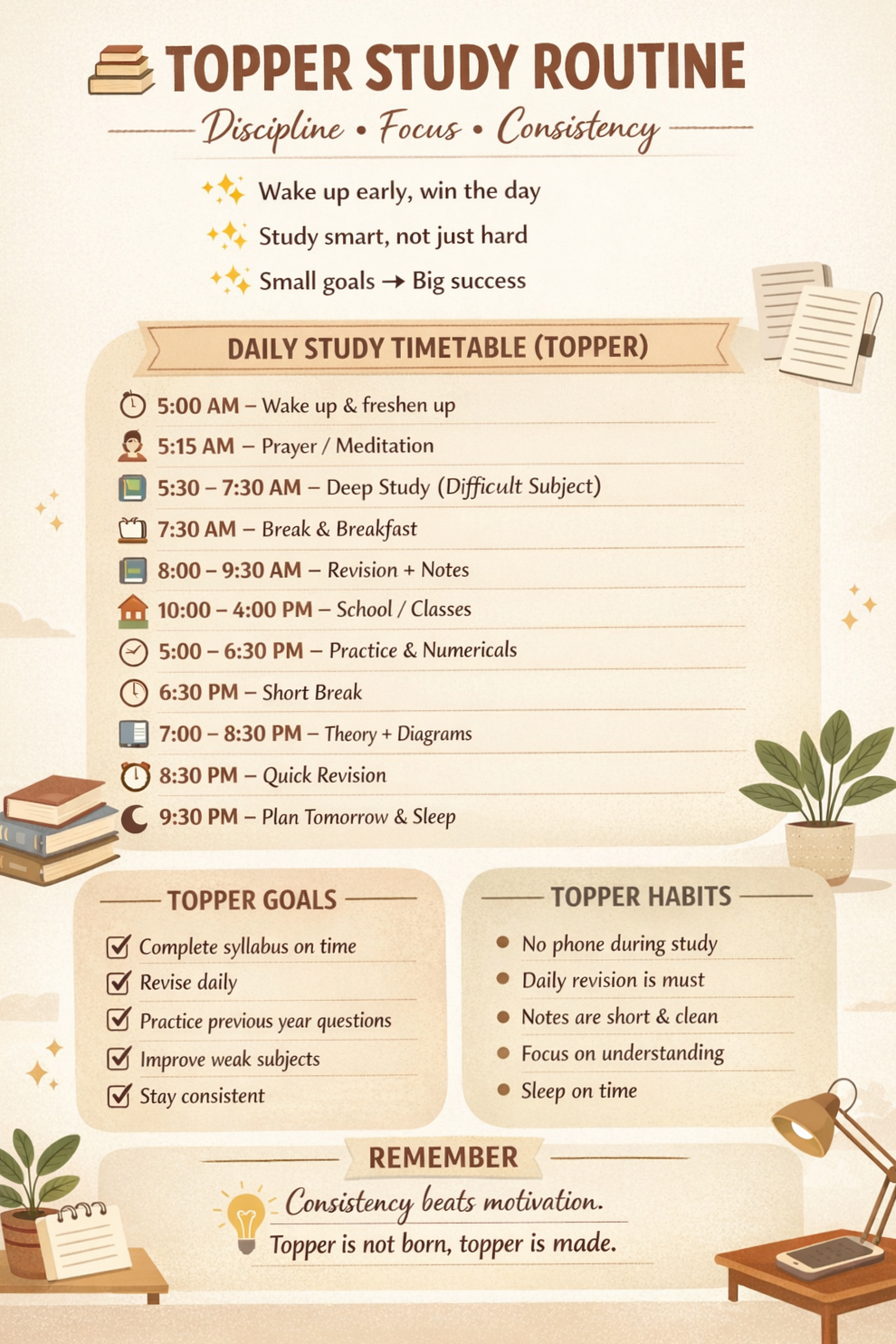 Topper Study Routine for Creative Students — 🌸 🥂 dream life manifestation