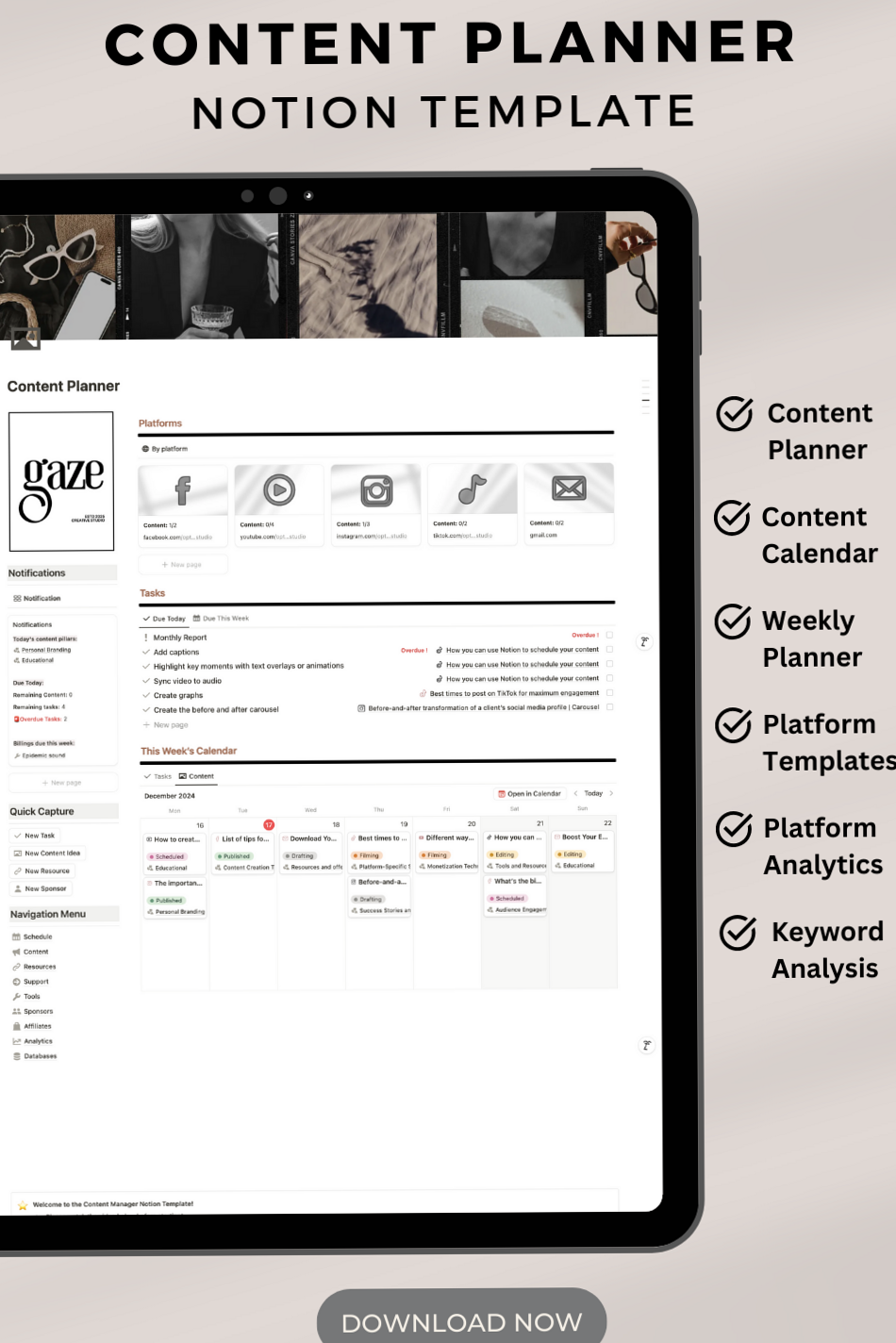 🪄 💎 Transform Your Content Planning | Aesthetic Notion Template | game-changing digital system
