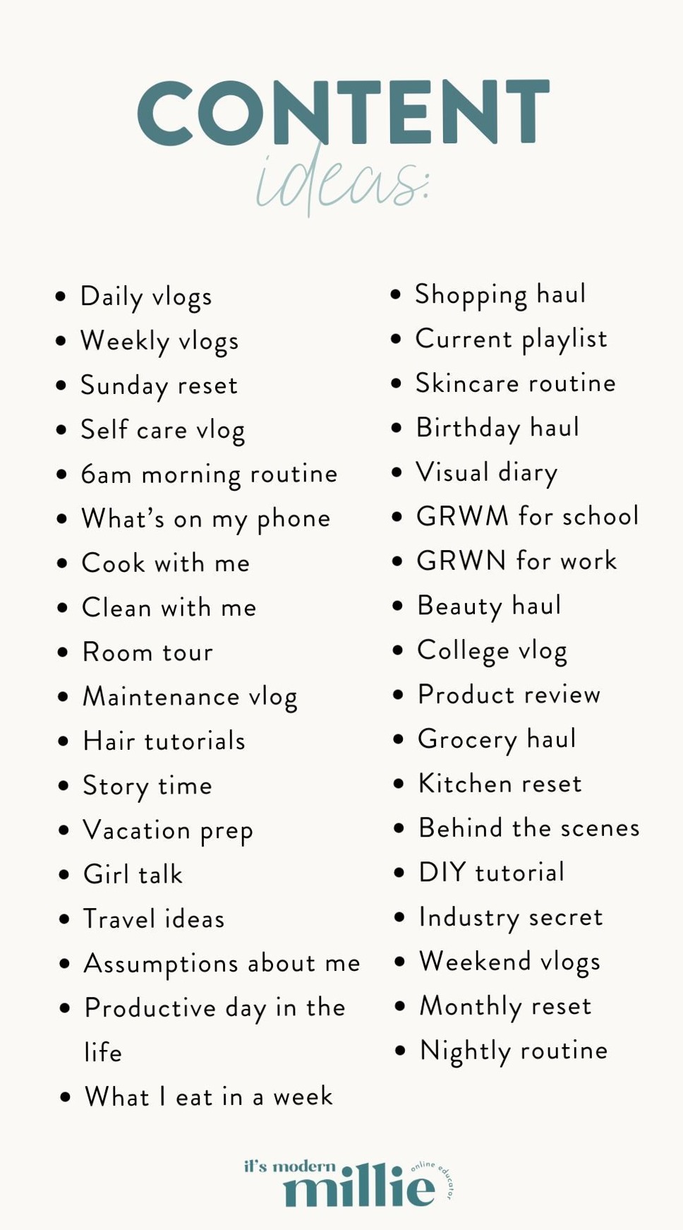 🖌️ 🌈 Ultimate Content Ideas List for Vlogs & Social Media | romanticize your routine