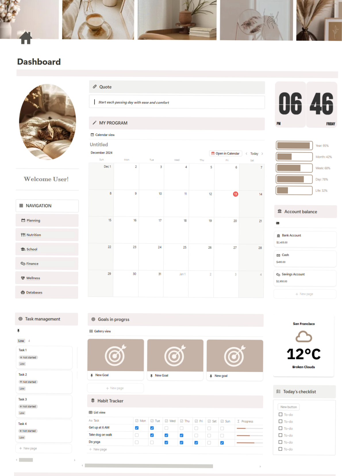 Ultimate Modern-Minimalist Life & Study Planner Template — 🍰 💍 pro digital dashboard