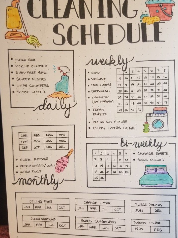 🤍 ✨ ultimate printable checklist: Bullet Journal Cleaning Tracker — Printable Planner Design