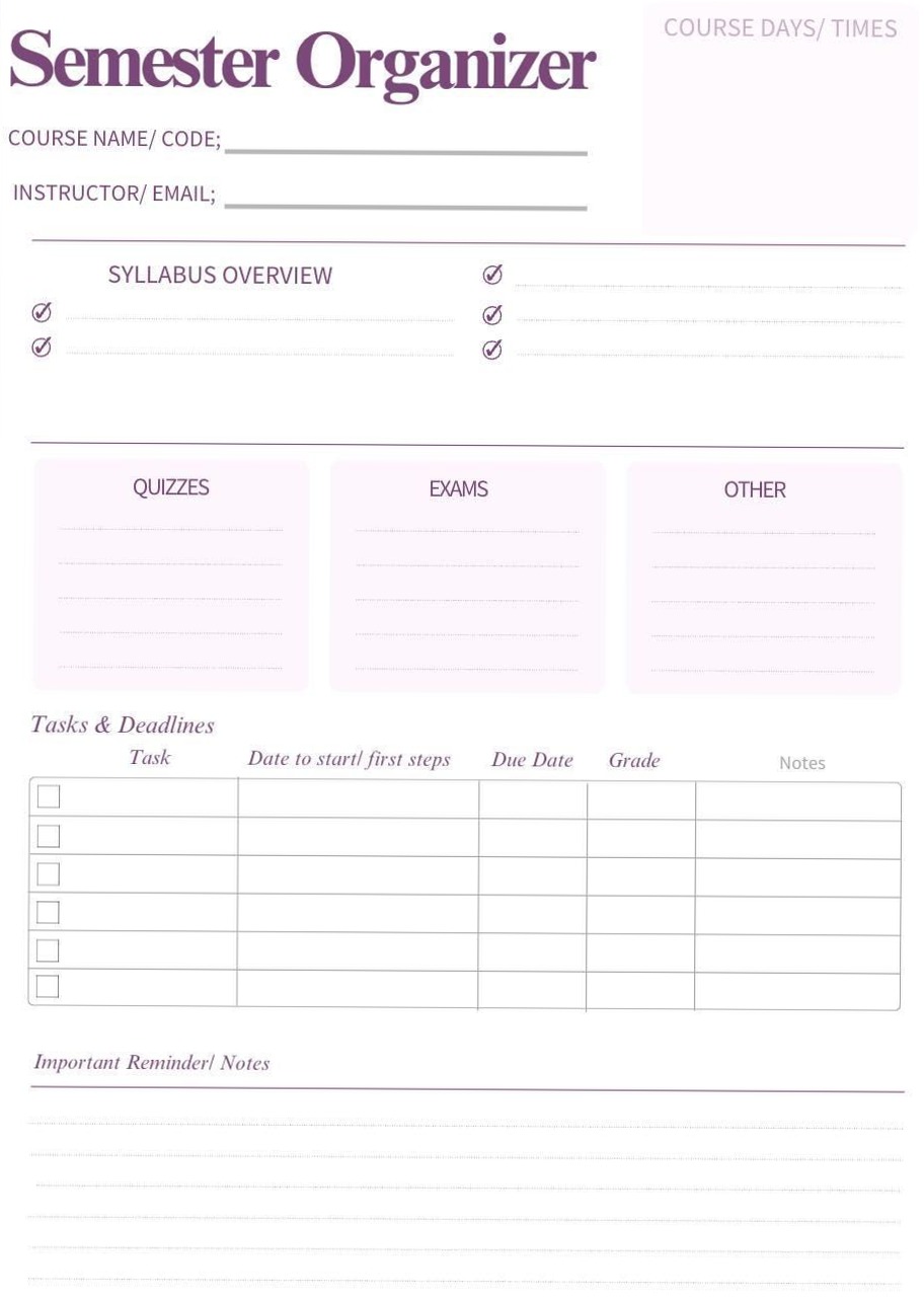 Ultimate Simple Student Semester Planner — 💎 🪄 secret to staying productive