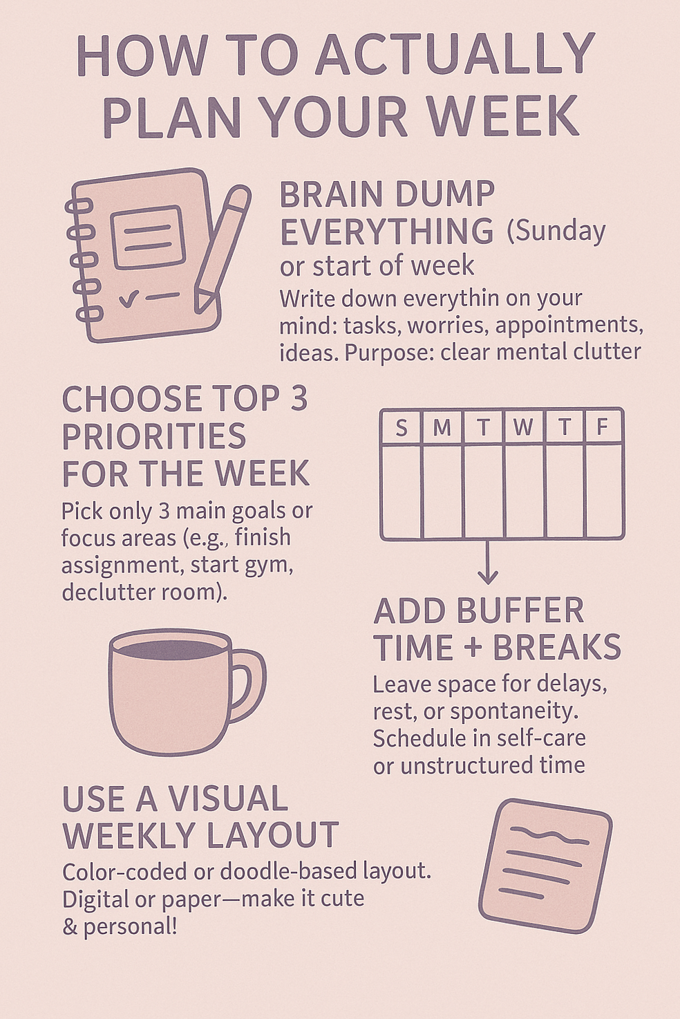 Weekly Goals Planner for Time & Productivity Mastery — 📝 📅 romanticize your routine