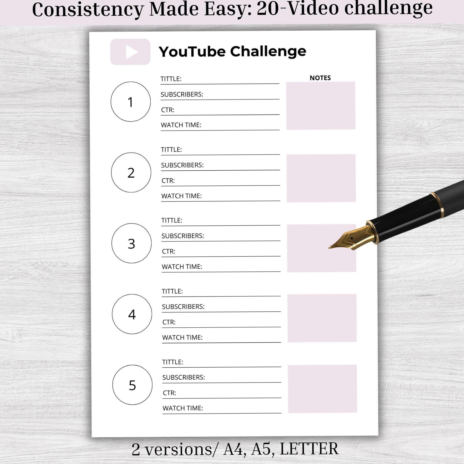 YouTube Challenge Planer & Wachstums-Tracker für Abonnenten & Video-Strategie — 🥂 👰 seamless organization hack