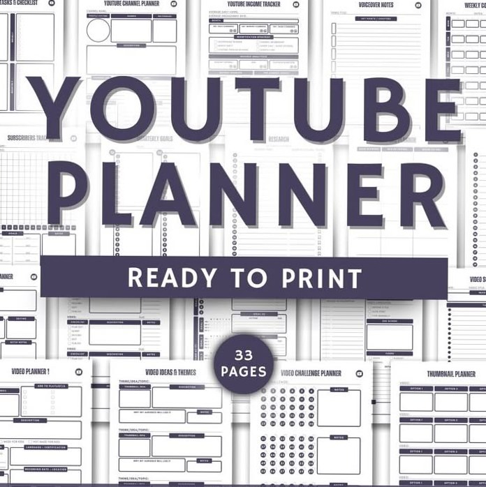 📅 🖇️ YouTube Content Planner Printable (PDF) Template | dream life manifestation