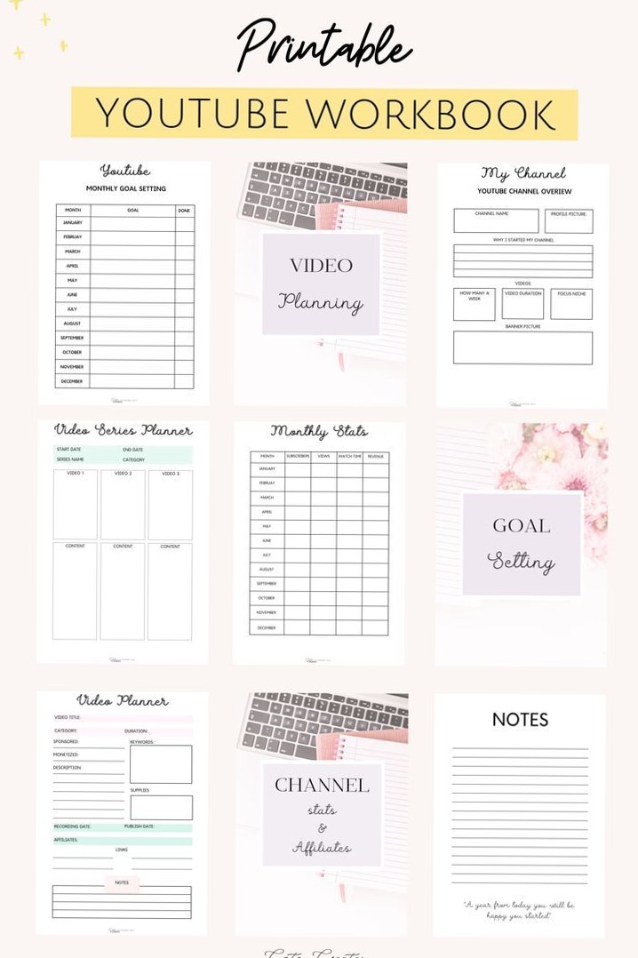 🤍 🌿 YouTube Planner & Guide Workbook | Online Business Planner, Small Business Planner, Business Plan | ultimate printable checklist