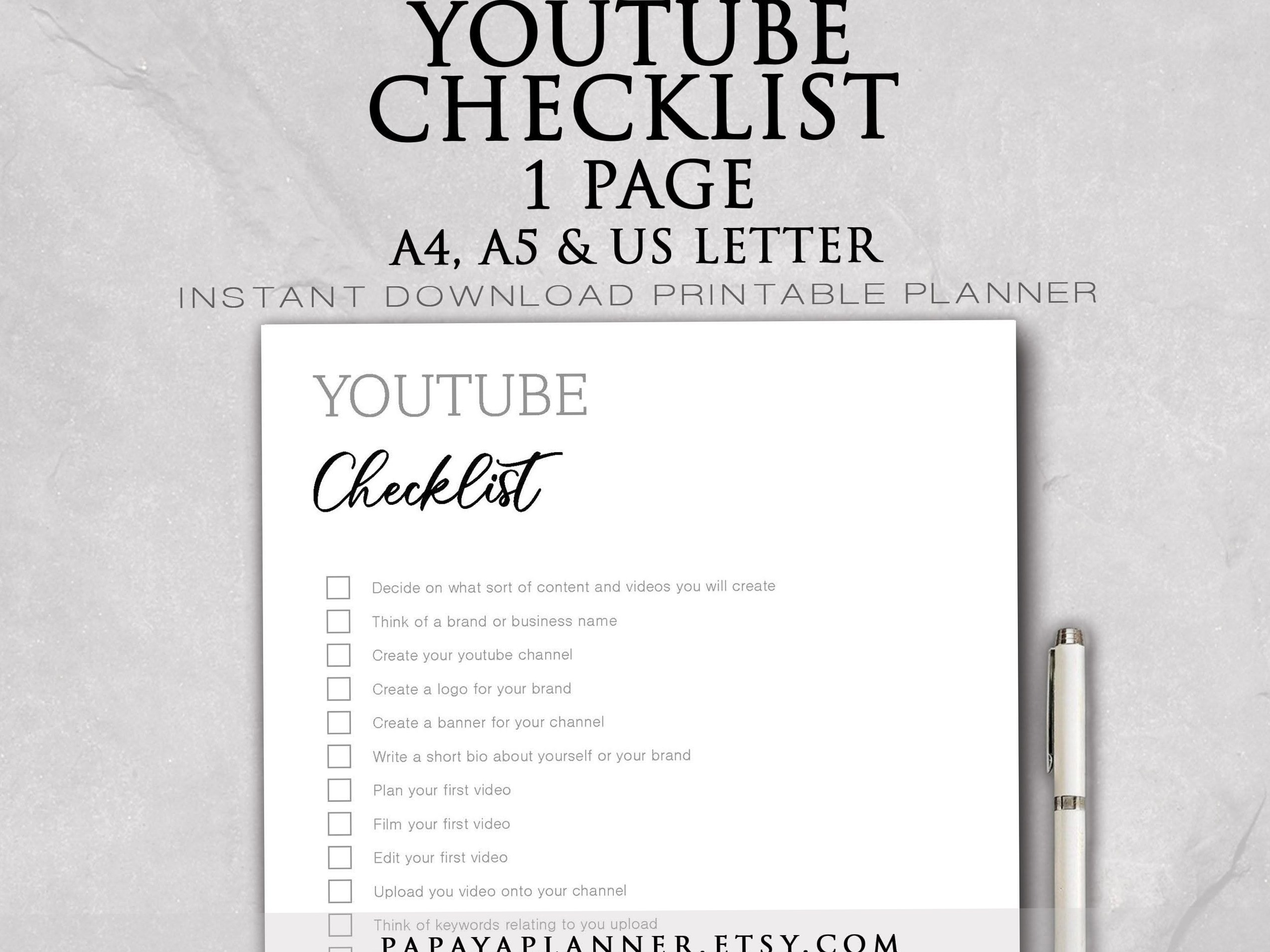 🕯️ ☁️ YouTube & Social Media Planner 2025 — Printable Content Creator Checklist & Template | seamless organization hack