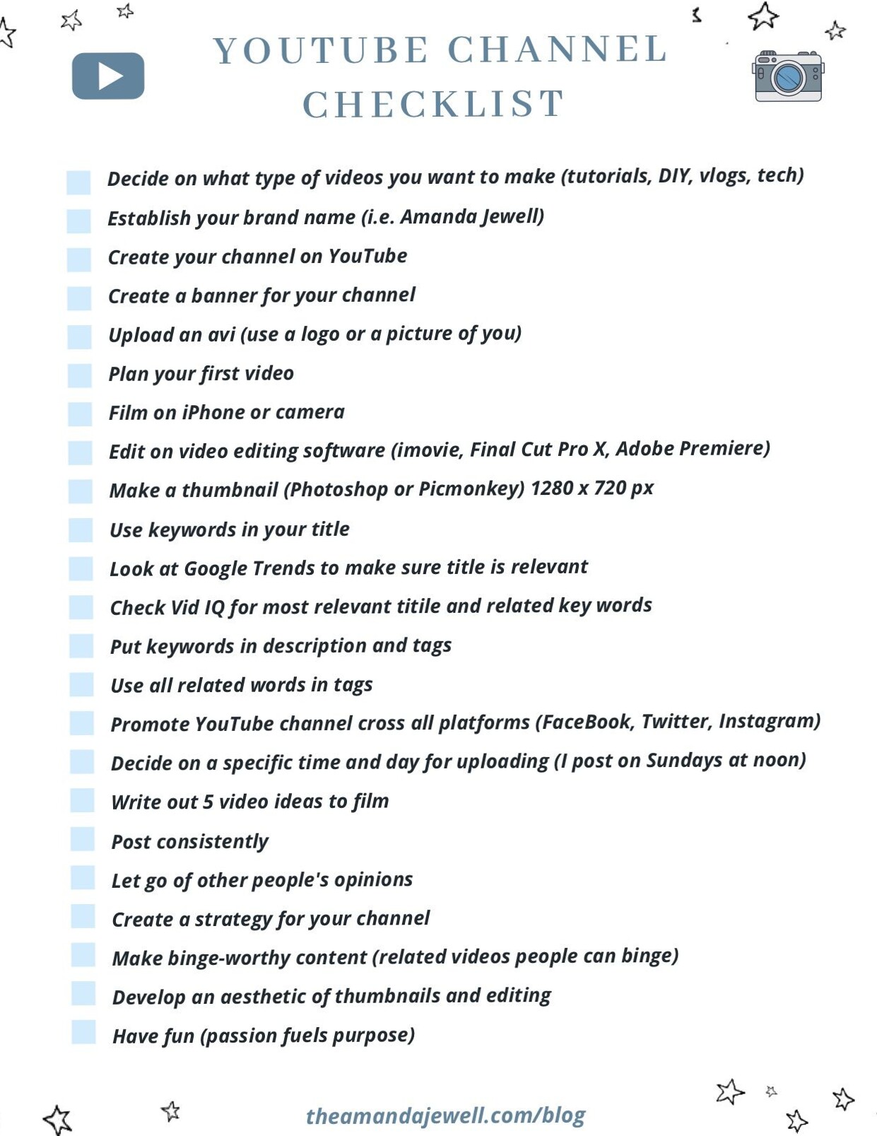 🌸 👰 YouTube Starter Checklist | Build a Successful Channel with Design & Planning Tools | essential planning guide