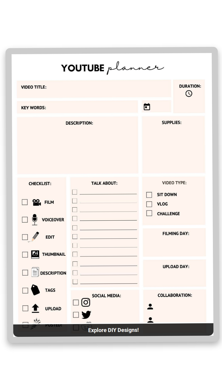 YouTube Video Planner: Organize Your Content for Success! — 📅 📁 dream life manifestation